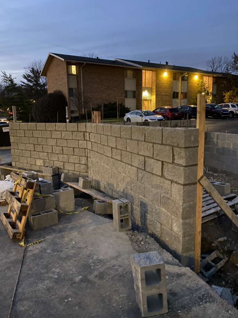 Concrete block wall construction