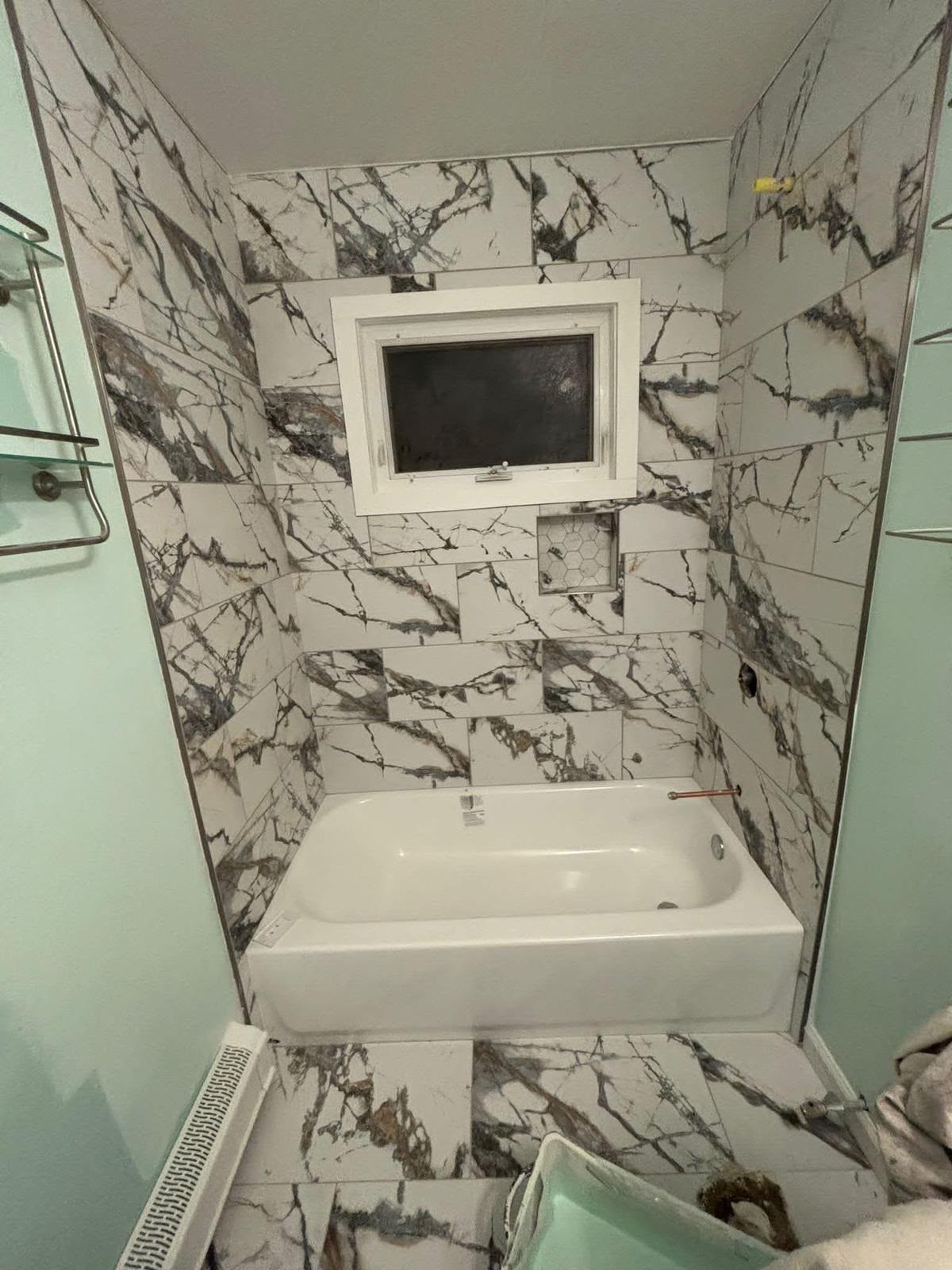Marble tile bathroom remodel
