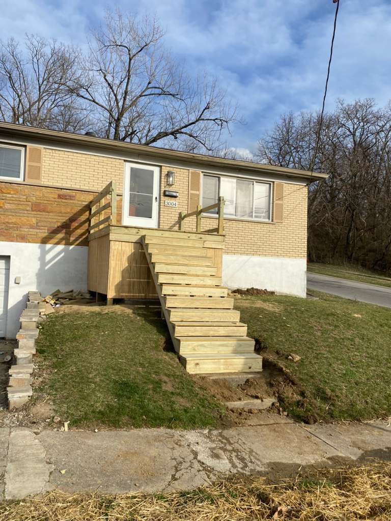 Exterior wood deck and stairs build